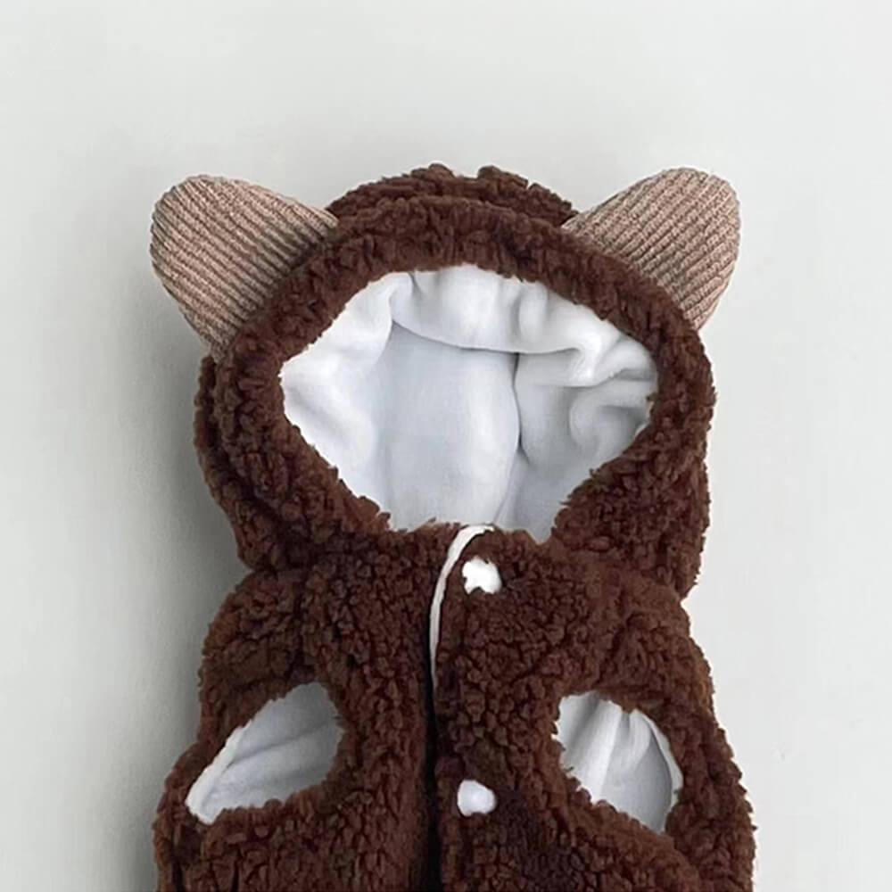 Iropaws Bear Pom Pom Warm Match Striped Undershirt Dog & Cat Hoodie 3