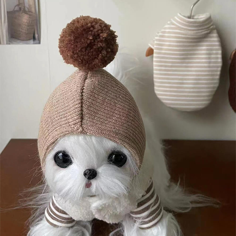 Iropaws Bear Pom Pom Warm Match Striped Undershirt Dog & Cat Hoodie 8