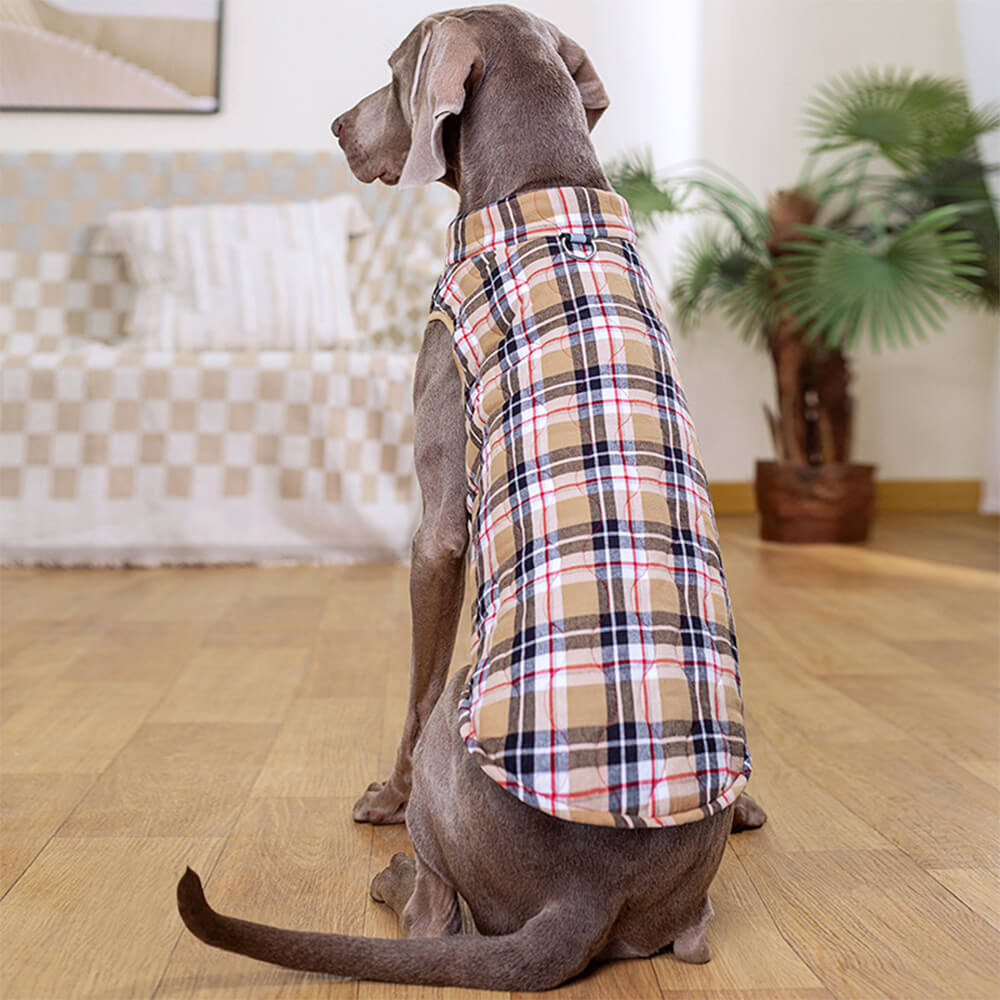 Iropaws British Style Plaid Dog Vest Padded Jacket with D-Ring 3