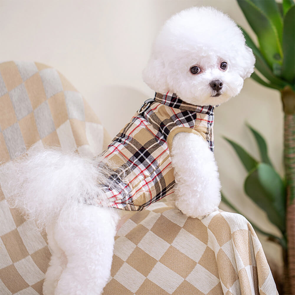 Iropaws British Style Plaid Dog Vest Padded Jacket with D-Ring 4