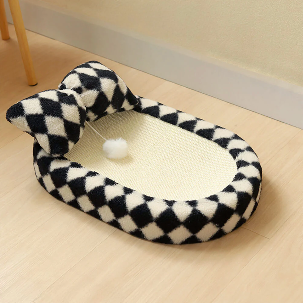 Iropaws Checkerboard Sisal Cat Bed with Integrated Scratching Board – Stylish and Durable 8