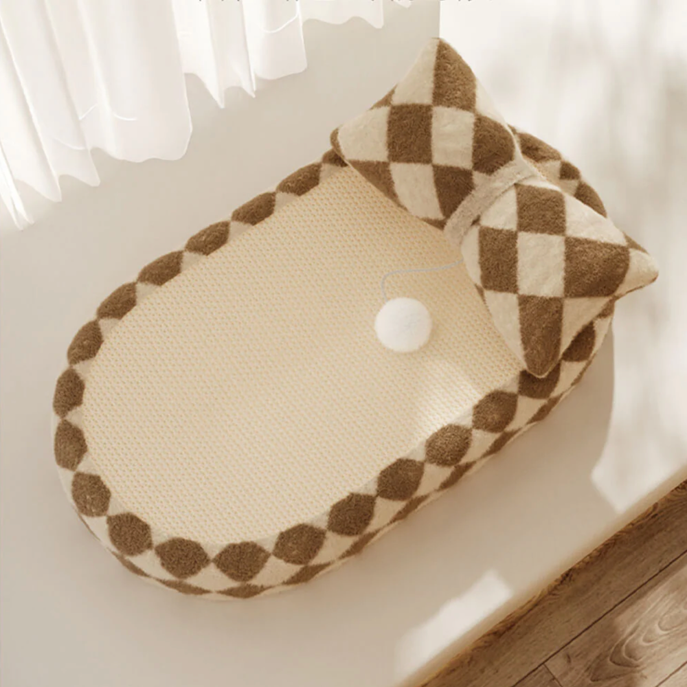 Iropaws Checkerboard Sisal Cat Bed with Integrated Scratching Board – Stylish and Durable 9