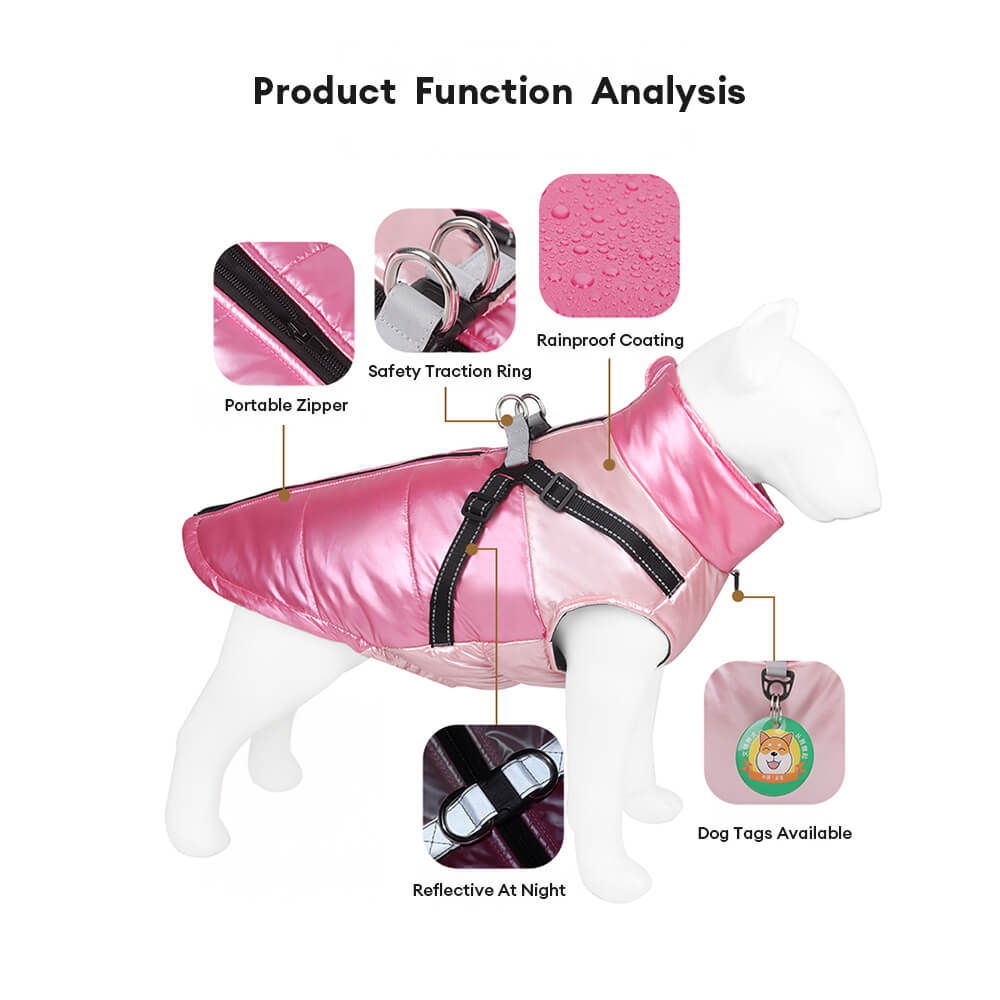 Iropaws Chic Reflective Waterproof Safety Adjustable Fit Warm Dog Jacket 2