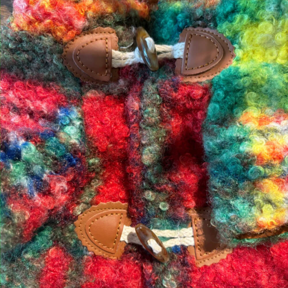 Iropaws Christmas Plaid Woolen Warm Pom Pom Hooded Dog Coat 3