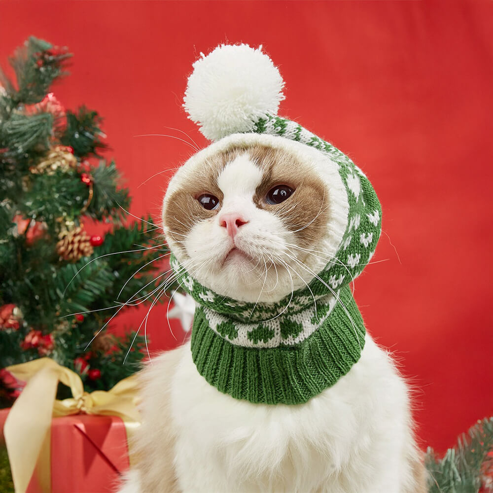 Iropaws Christmas Reindeer Snowflake Knitted Warm Dog Cat Hat 12