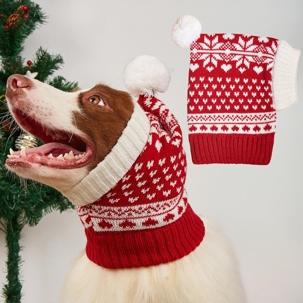 Iropaws Christmas Reindeer Snowflake Knitted Warm Dog Cat Hat 2
