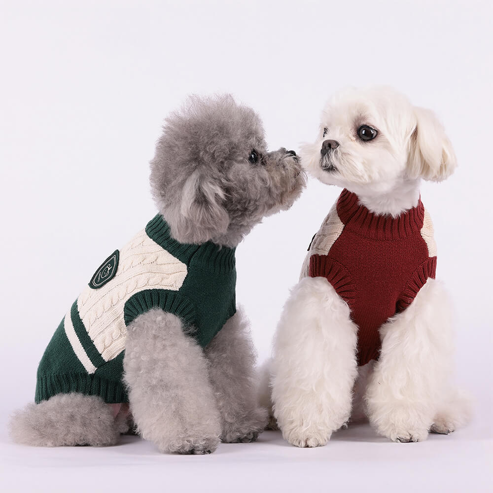 Iropaws Elegant Preppy Bear Patch Warm Stretch Sleeveless Dog Sweater 2