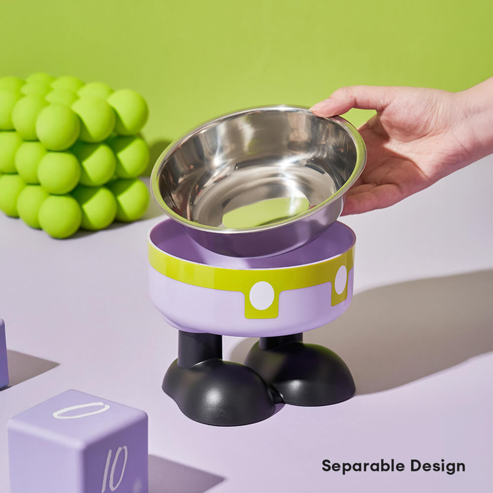 Iropaws Fun Overalls Design Non-Slip Elevated Large Capacity Dog & Cat Bowl-2