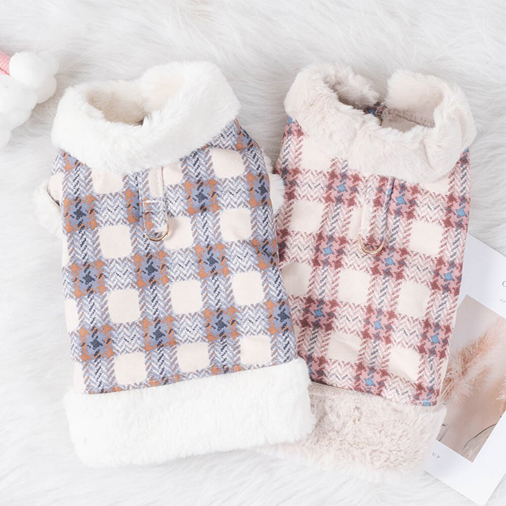 Iropaws Plaid Fleece Pullover Dog Jacket - A Warm and Stylish Winter Jacket 4