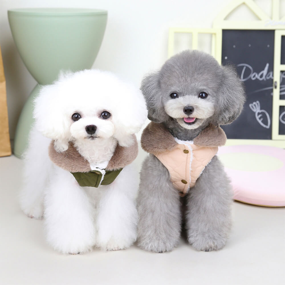 Iropaws Plush Quilted Warm Faux Fur Collar Dog Jacket 2