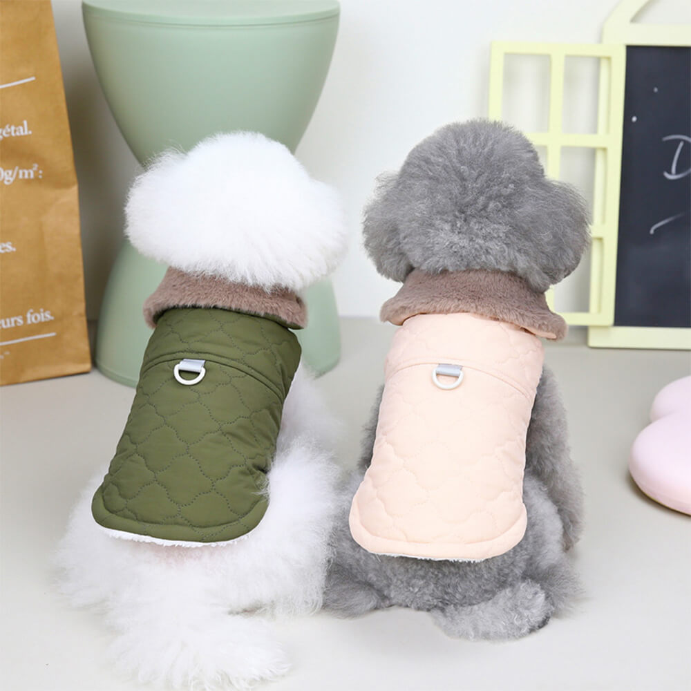 Iropaws Plush Quilted Warm Faux Fur Collar Dog Jacket 3
