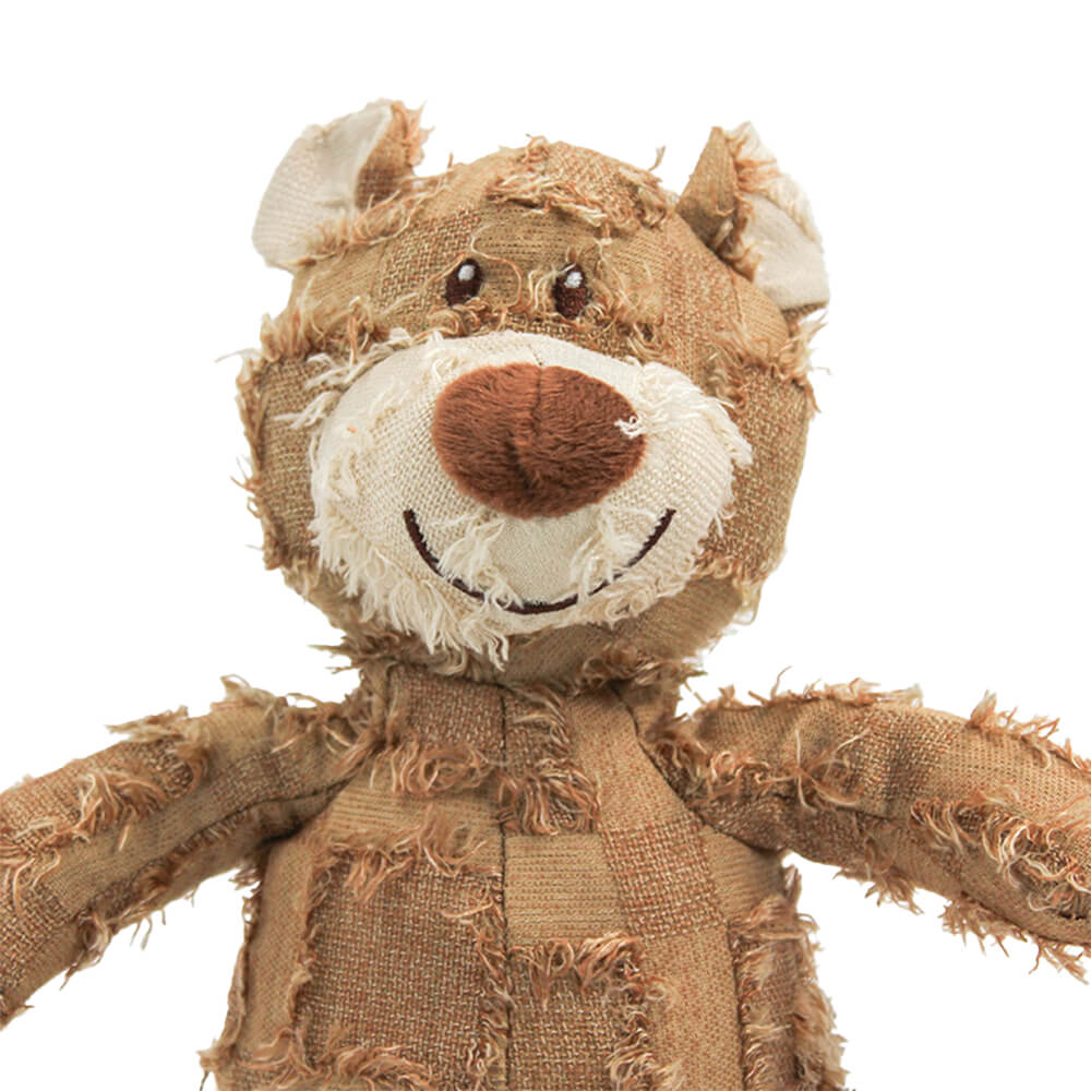 Iropaws Rustic Denim Plush Durable Chewable Squeaky Dog Toy Bear 5