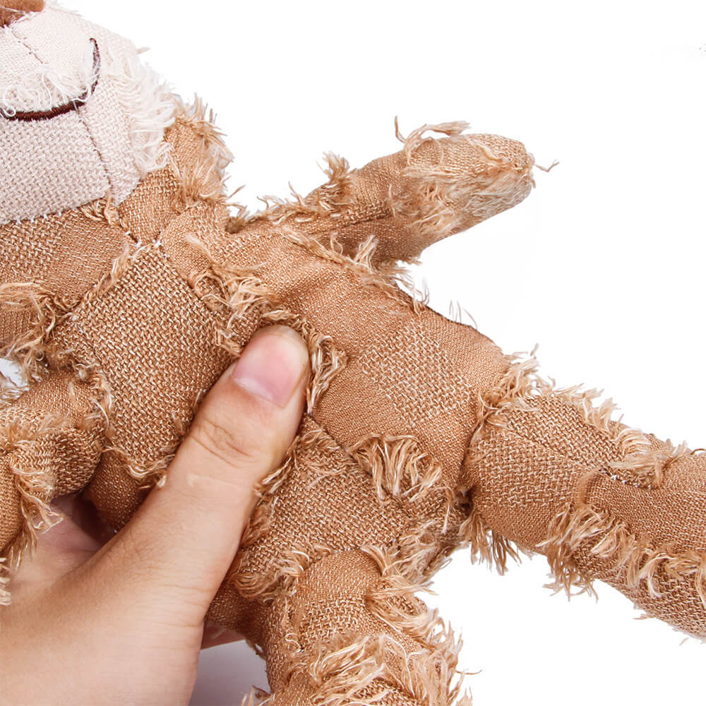 Iropaws Rustic Denim Plush Durable Chewable Squeaky Dog Toy Bear 6