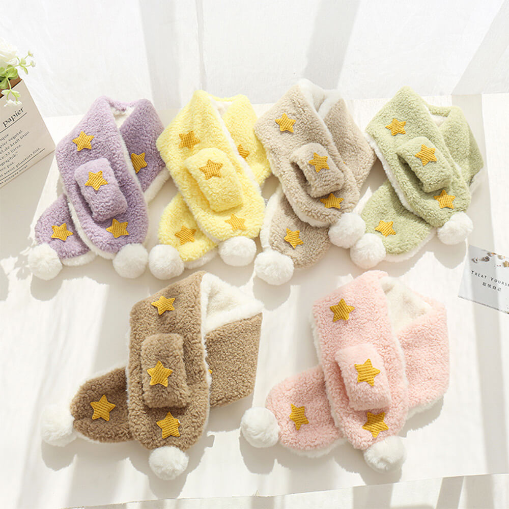 Iropaws Soft Plush Delicate Stars Pom Pom Decorative Dog Scarf 3