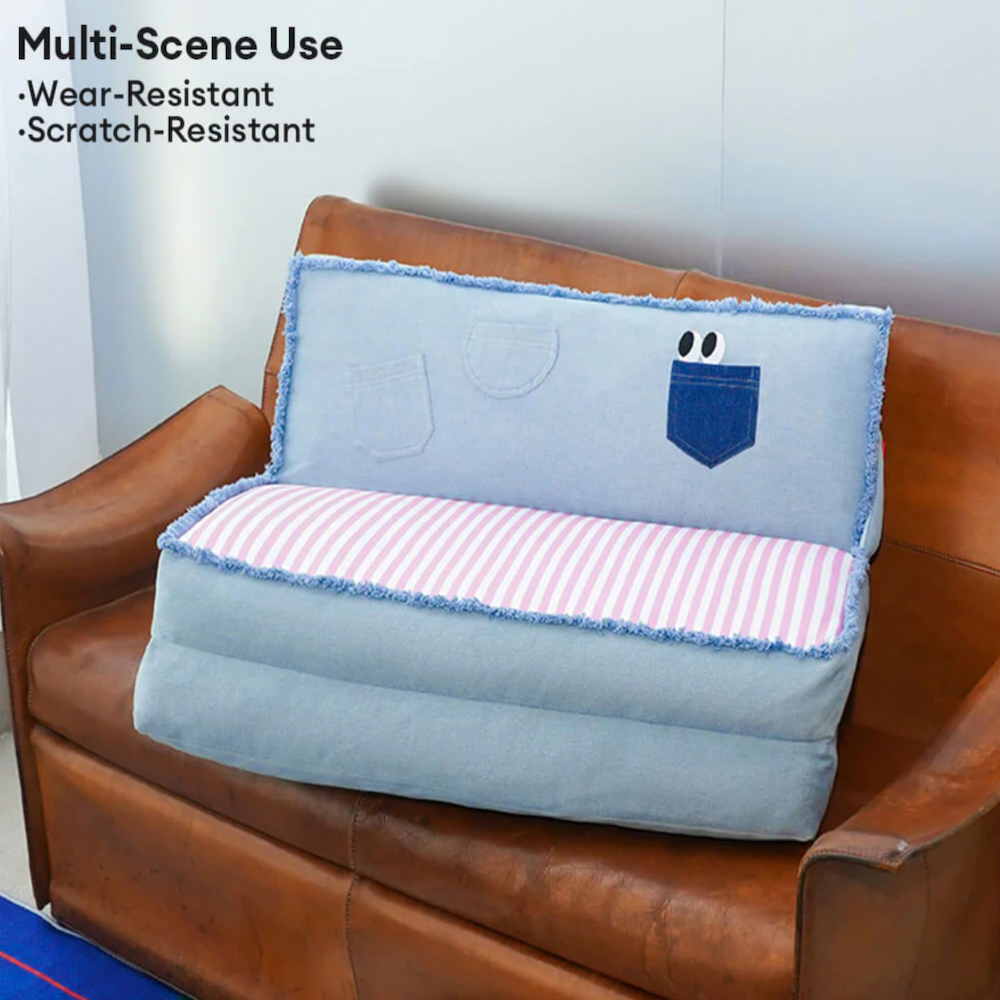 Iropaws Spacious Foldable Denim Multi-Functional Dog & Cat Sofa Bed 4
