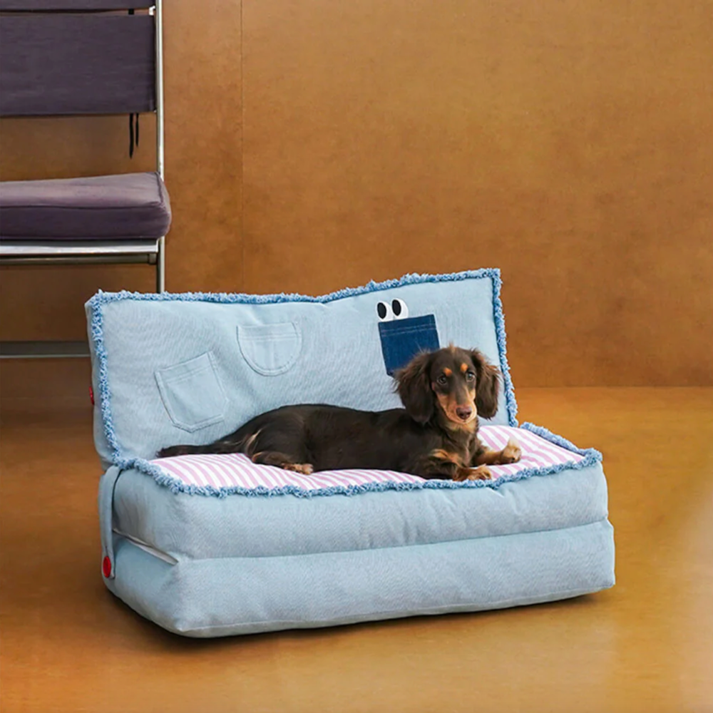 Iropaws Spacious Foldable Denim Multi-Functional Dog & Cat Sofa Bed 6