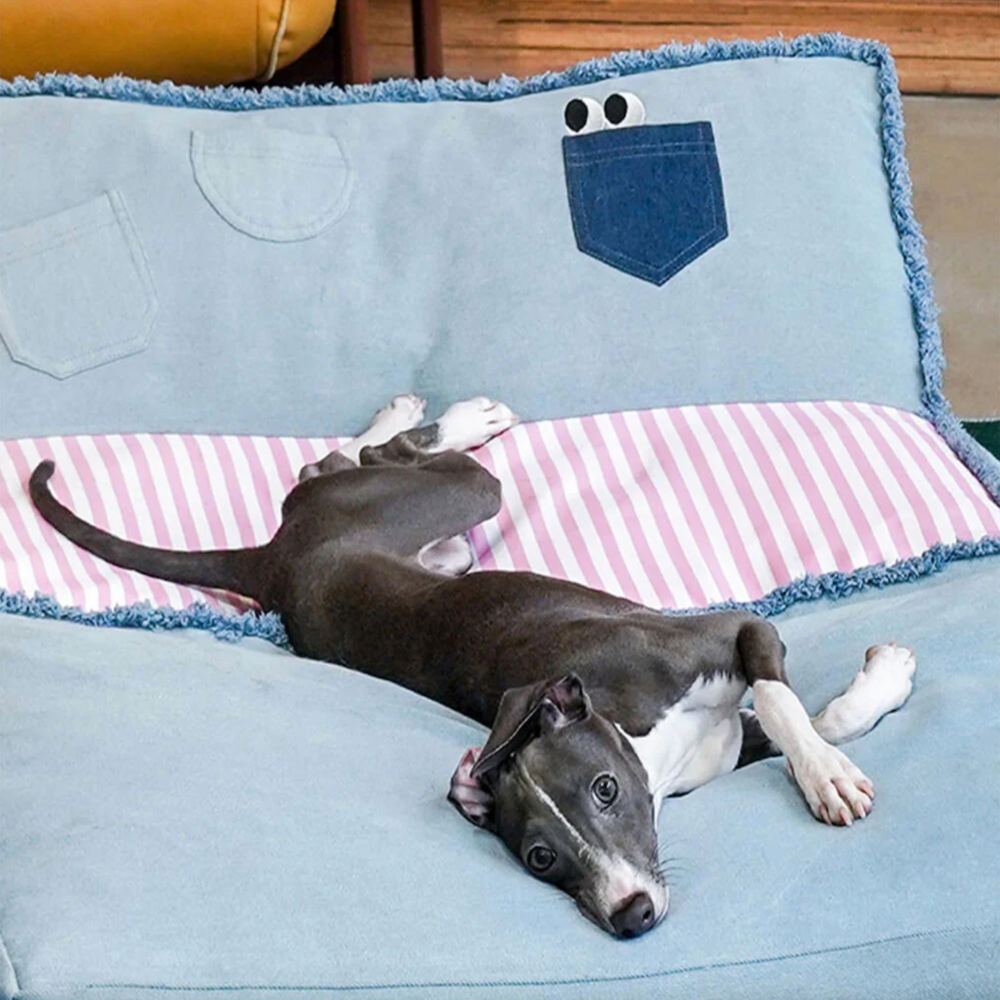 Iropaws Spacious Foldable Denim Multi-Functional Dog & Cat Sofa Bed 8