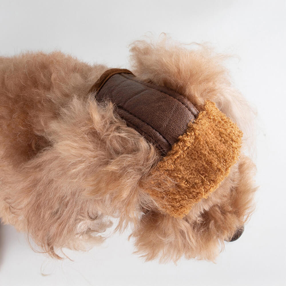 Iropaws Vintage Teddy Fleece Warm Cozy Dog & Cat Pilot Costume Cap 3