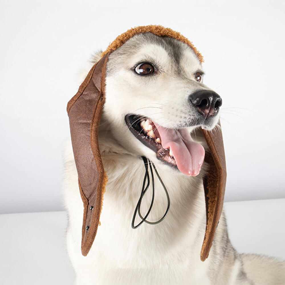 Iropaws Vintage Teddy Fleece Warm Cozy Dog & Cat Pilot Costume Cap 8