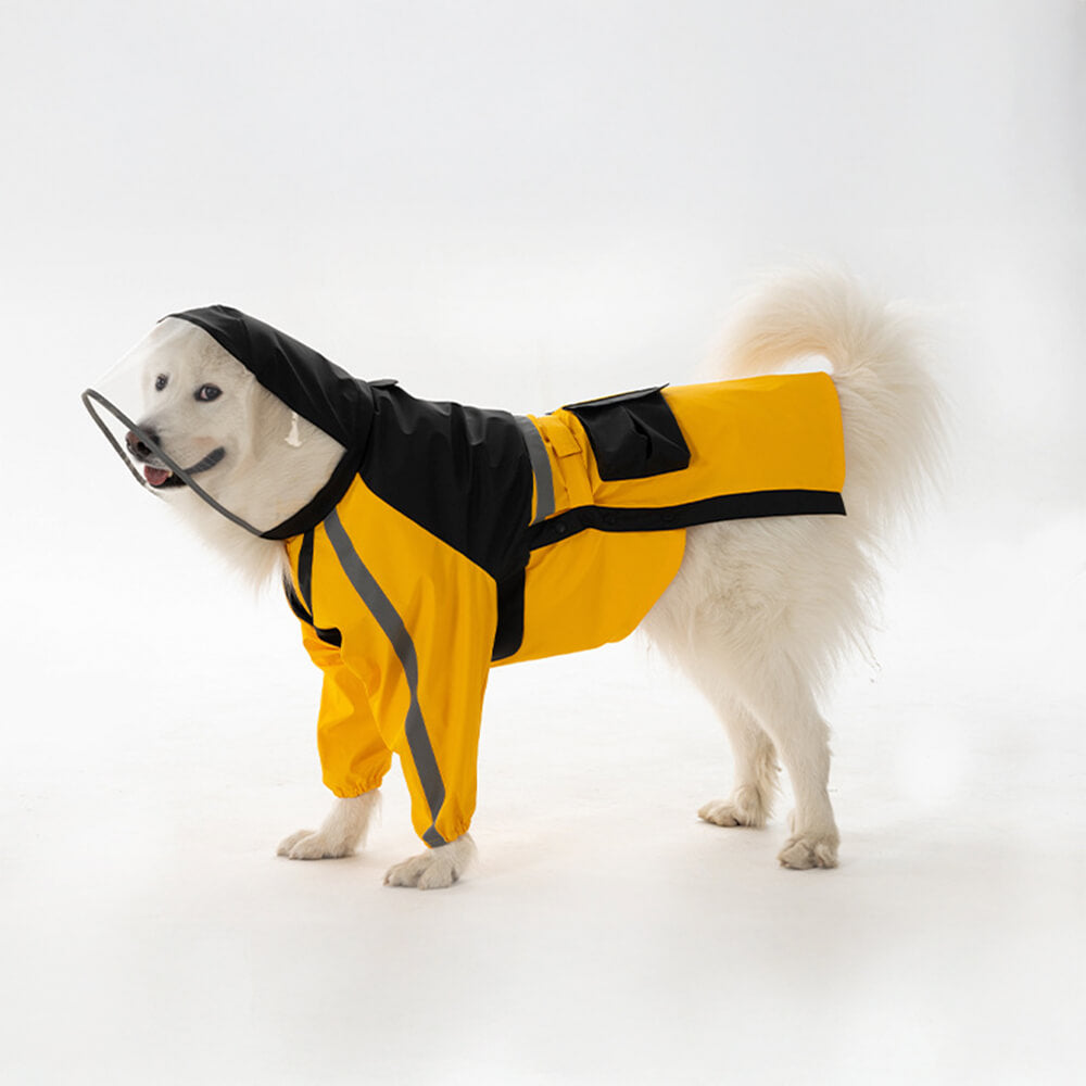 Iropaws Waterproof Reflective Adjustable Fit Transparent Brim Dog Hooded Raincoat 6