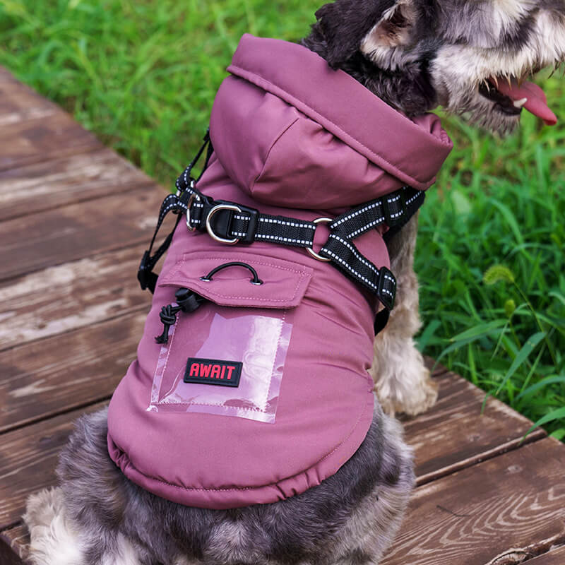 Iropaws Adjustable Insulated Cozy Hooded Dog Harness Jacket 2