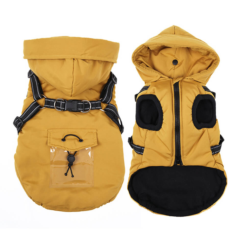 Iropaws Adjustable Insulated Cozy Hooded Dog Harness Jacket 6
