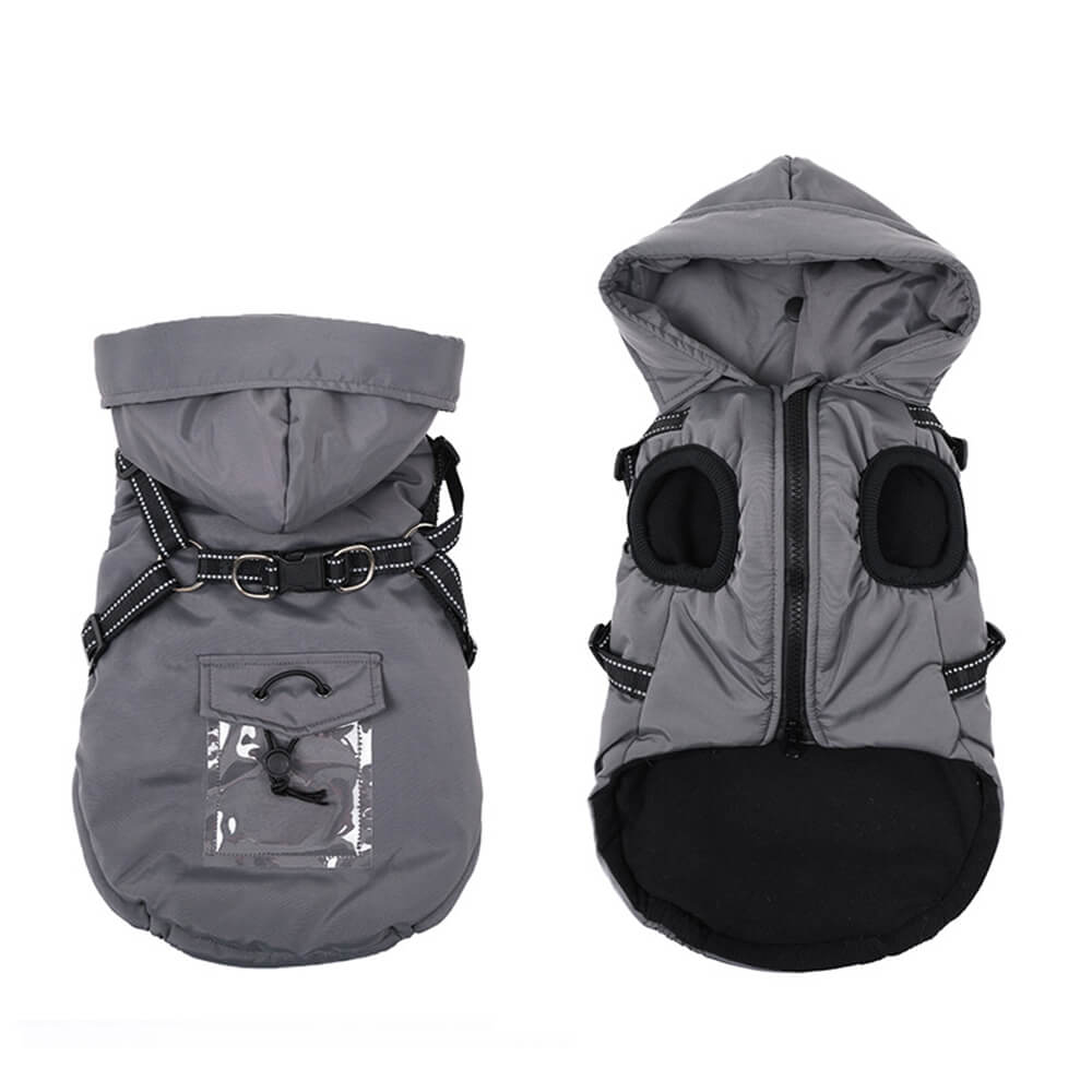 Iropaws Adjustable Insulated Cozy Hooded Dog Harness Jacket 7