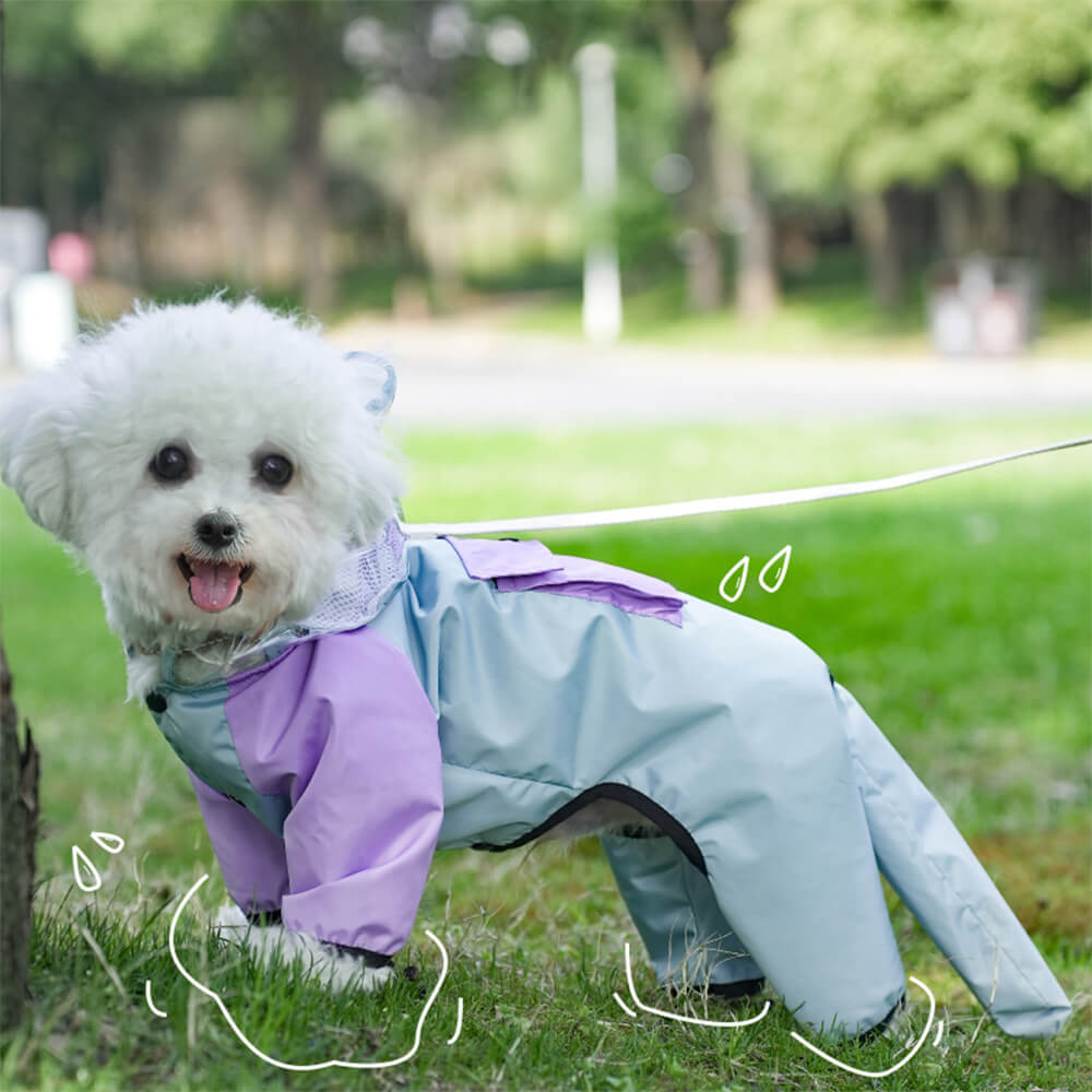 Iropaws All-Weather Waterproof Full-Coverage Reflective Dog Hooded Raincoat 2