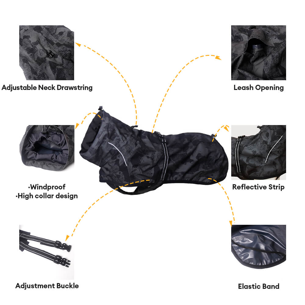 Iropaws Camouflage Adjustable Turtleneck Waterproof Windproof Dog Raincoat 3