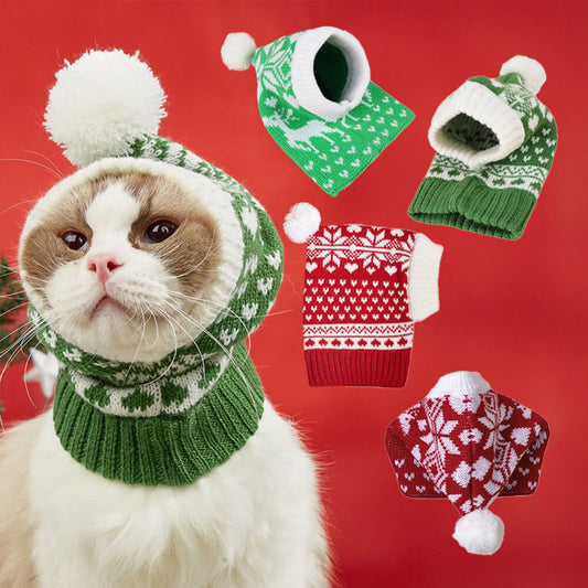 Iropaws Christmas Reindeer Snowflake Knitted Warm Dog Cat Hat 1