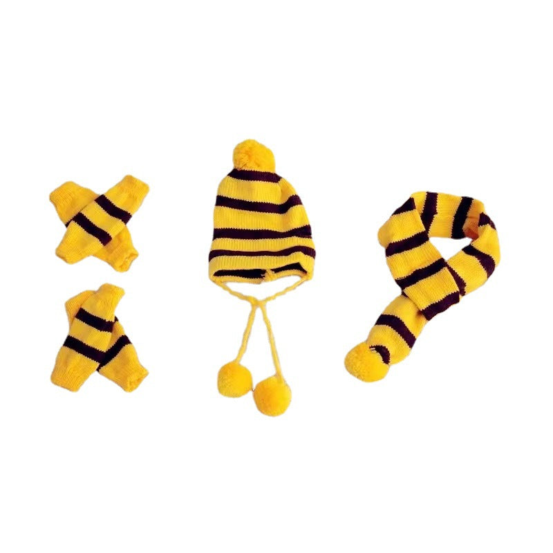 Iropaws Colorful Striped Knit Pom Pom Cozy Dog Hat Scarf & Socks Set 5