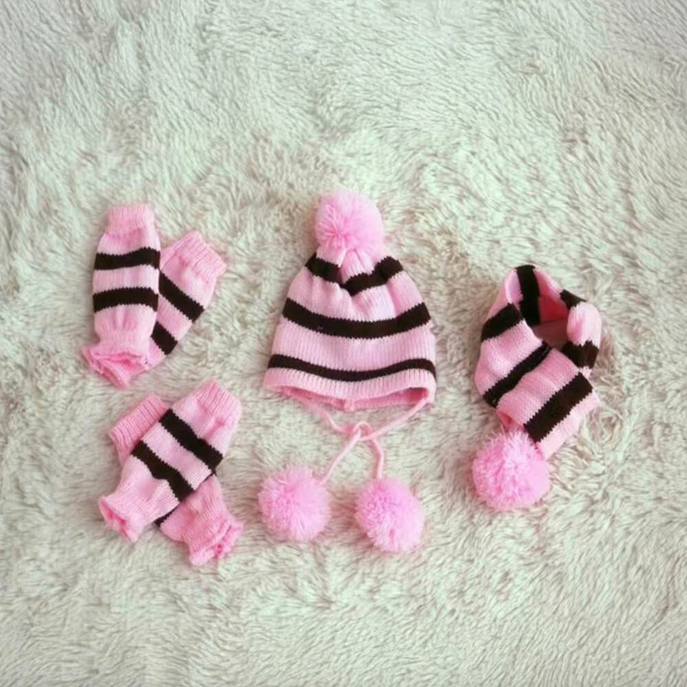 Iropaws Colorful Striped Knit Pom Pom Cozy Dog Hat Scarf & Socks Set 7