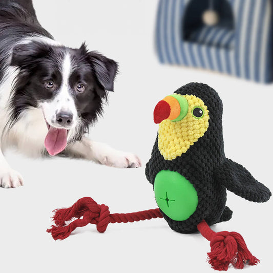 Iropaws Flamingo Parrot Interactive Durable Rope Chew Dog Toy 1