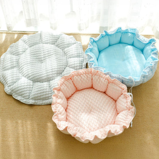 Iropaws Floral Ruffled Cooling Double-Sided Versatile Dog & Cat Bed 1