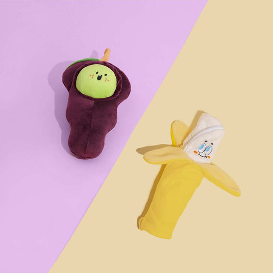Iropaws_PlushSqueakyDogToyFruit1