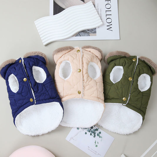 Iropaws Plush Quilted Warm Faux Fur Collar Dog Jacket 1